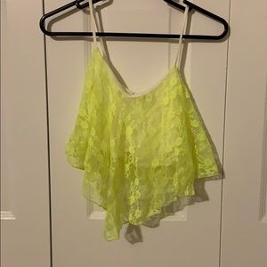 Yellow Lace Crop Top
